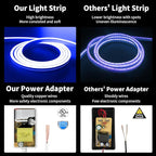 iNextStation 12V Blue LED Strip Lights 16.4FT, Flexible Silicone Neon Rope Light with Power Adapter, Waterproof, Cuttable, Dimmable & Linkable, LED Lights Strip for Bedroom, Kitchen(with Plug)