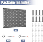 WALMANN 12"x16" Metal Pegboard Panels and Hooks for Garage, Tool Storage Pegboard with Hook - Compatible with 1/8" & 1/4" Hoo