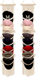 jontell Boho Ball Cap Hanger-2 Pack-Boho Macrame Cap Holder Wall Hat Organizer for Baseball Cap Holder Over Door, Hat Rack fo