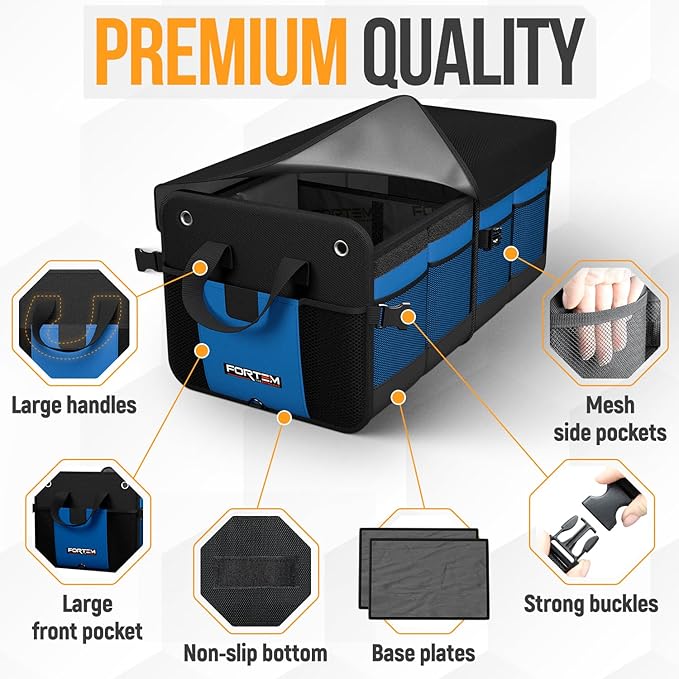 FORTEM Trunk Organizer For SUV Car Organizer and Storage, Collapsible Multi-Compartment Storage Bag Car Accessories for Women