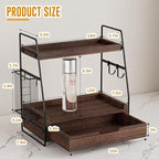 2-Tier Bathroom Counter Organizer with Drawer & Removable Basket, Wood & Metal Vanity Organizer for Skincare, Makeup, Perfume