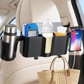 3-in-1 Car Back Seat Organizer Headrest Mount - Adjustable Storage Box with Cup Holder & Tablet Phone Holder for 5-13 Inch Devices, Fits Headrest Posts 0.6in Diameter & 4.2-5.7in Spacing