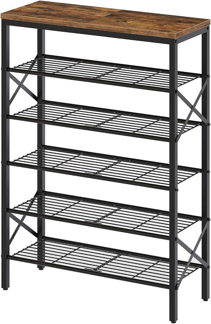 YATINEY 6-Tier Shoe Rack, Shoe Storage Organizer for Closet, Free Standing Shoe Organizer with Metal Mesh Shelves, 24 Pairs o