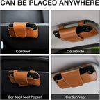 Car Sunglasses Holder for Car Visor Vegan Leather Auto Eyeglass Case with Clip Automotive Interior Visor Accessories
