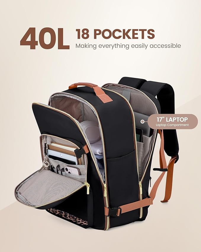 LOVEVOOK Travel Backpack for Women & Men 40L,Airline Approved Carry On Backpack Travel Essentials,TSA Carry on Luggage,Waterp