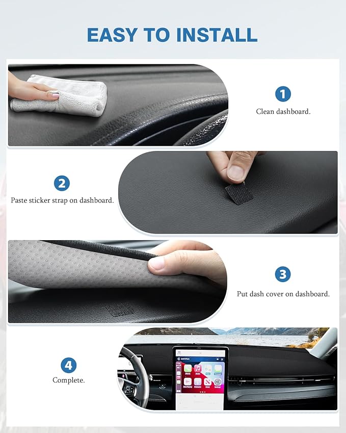 FIILINES Dash Cover for Ford Mustang Mach E 2021-2025, Dashboard Cover Mach E Accessories Nonslip Mesh Protector No Glare