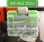 Jack Boss Tool Box with Transparent Lid, Double Side 34-Compartments Organizer Box with Removable Dividers for Hardware, Scre