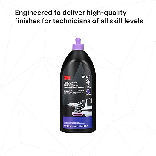 3M Perfect-It Random Orbital Polish, 34134, 1 Quart, Fast Cutting Polisher for Automotive Buffing & Polishing, High-Gloss Finish