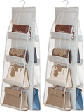 AARAINBOW 2 Packs Hanging Handbag Purse Organizer for Closet, 8 Pockets Space Saving Purse Storage Organizers, Wardrobe Bag O
