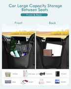 FLORICH Hanging Organizer Storage Between Seats, Premium Leather Headrest Hanging Storage Bag Front Seats, Barrier of Backseat Pet Kids
