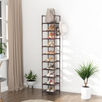 LANTEFUL Tall Shoe Rack 10-Tier Narrow Shoe Shelf Storage for 10-15 Pairs Shoe and Boot, Sturdy Shoe Storage Space Saving Cor