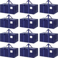 12 Pack Extra Heavy Duty Large Moving Bags with Strong Zipper & Comfortable Handles, Sturdy & Durable Clothes Storage Bags To