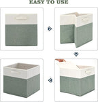 FinishingBo 13 x 13 Inch Fine Linen Storage Bins with Handles，Fabric Cube Boxs，Basket Organizers for Shelves for Home, Closet