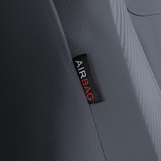 Flying Banner car seat Covers Protects Water Proof Faux Leather Carbon Fiber Front and Rear Bench Split 40/60 50/50 60/40(Gra