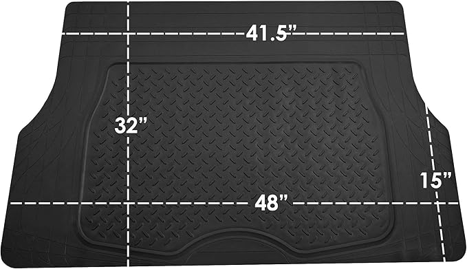 FH Group Premium Liners Tall Channel Trimmable All Weather Rubber Full Set Car Floor Mats (Blue) w. Trimmable All-Season Cargo Liner (Black) - Universal Fit for Cars Trucks and SUVs