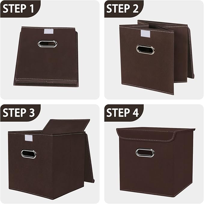 Closet Organizers Fabric Storage Bins With Lids Collapsible Cube Storages Organizer Basket With Handles,Storage Boxes for Clo
