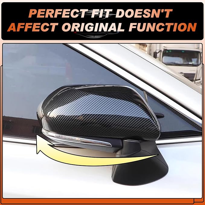 ACLONG Mirror Cover Caps Compatible with Toyota Camry 2018 2019 2020 2021 2022 2023 2024 2025 Carbon Fiber Side Mirror Cap Replacement Trim-Driver & Passenger Side-2 PCS