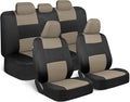BDK PolyPro Car Seat Covers Full Set in Light Beige on Black, Front and Rear Split Bench Seat Covers for Cars, Easy to Instal