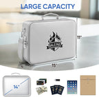 BALEINE Fireproof Document Box with Lock, Portable Fireproof Document Bag Waterproof Fire Proof File Boxes for Documents, Fil