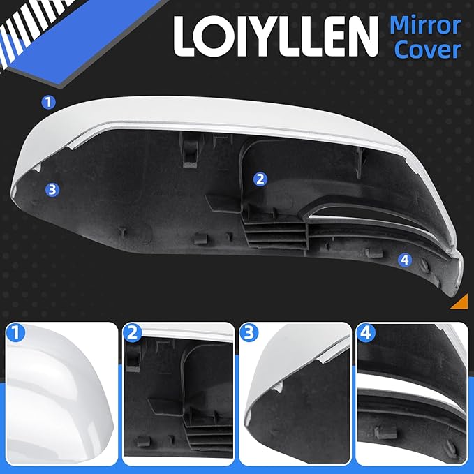 Passenger Side Mirror Cover Replacement for Honda CRV 2017 2018 2019 2020 2021 2022 - Right Side Mirror Covers, Rear View Mirrors Cap Accessories With Lamp, White