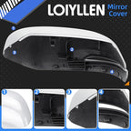 Passenger Side Mirror Cover Replacement for Honda CRV 2017 2018 2019 2020 2021 2022 - Right Side Mirror Covers, Rear View Mirrors Cap Accessories With Lamp, White