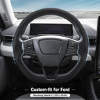 3-Piece Leather Steering Wheel Cover for Ford Mustang Mach-E 2021-2026, Custom Fit Clip-On Quick Installation Ultra-Thin Form-Fitting Interior Car Accessories for Men Women(Black Hole)