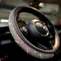 PINCTROT Large Size Bling Comfy Steering Wheel Cover with Jumbo Crystal Rhinestones, Anti-Slip Diamond Leather, 15.5-15.75 Inch (Colorful)