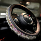 PINCTROT Large Size Bling Comfy Steering Wheel Cover with Jumbo Crystal Rhinestones, Anti-Slip Diamond Leather, 15.5-15.75 Inch (Colorful)