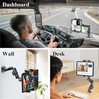 OHLPRO Tablet Mount for Truck - Heavy Duty Drill Base Tablet Holder for Car Dashboard, iPad Holder for All 5"-13" iPad Pro Samsung Galaxy Kindle fire Tablets and Car Wall etc. - 12-inch Arm