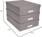 Bigso Box of Sweden Oskar Fiberboard Label Frame Document Letter Box | File Organizer for Important Paperwork with a Lid & La
