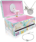 The Memory Building Co Unicorn Musical Jewelry Box Plays Classic Melody, Storage Organizer Music Box for Kids Ages 6-12, MDF 