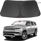 TINGLU Sun Shade for Jeep Wagoneer 2022-2025 2026(NOT for Grand Wagoneer) Accessories Windshield Sun Shade Window Shade UV Rays Protection Sun Visor Cover with Steering Wheel Sunshade Storage Bag