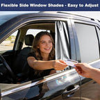 XCBYT Car Window Shades for Side Windows, 4 Pack Universal Sun Shades with Reflective Silver & Black Privacy Layer, UV Heat Blocker Car Curtains for Camping, Travel & Privacy (Silver)