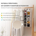 VERONLY Hanging Shoe Shelves - 6 Section,Closet Organizer Set of 2 with Woven Bamboo Shelves,Slim 5.5” Wide Design for Space-