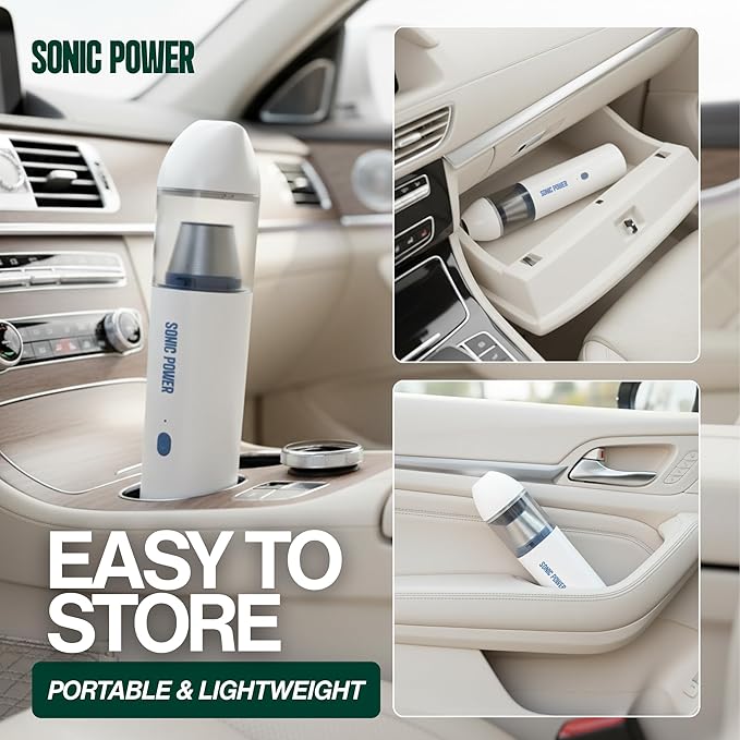 Portable Cordless Car Vacuum, 15000Pa High Suction Handheld Vacuum Cleaner, 2-in-1 Vacuum & Blower, with 4 Attachments & Port