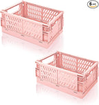 2 Pack Mini Foldable Small Plastic Baskets for Organizing and Storage，Collapsible Storage Crates,Mini Bins for Home Kitchen B