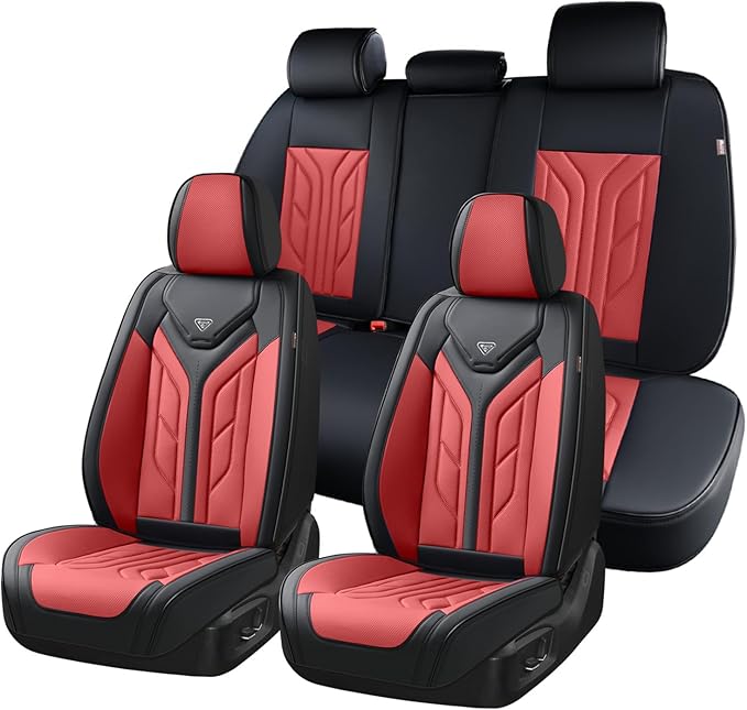 Coverado Car Seat Covers Full Set, Automotive Seat Covers Car Seat Protector Car Seat Cushion, Waterproof Leather Seat Covers
