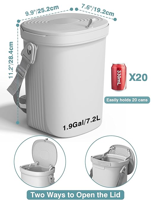 Waterproof Car Garbage Can, 1.9 Gallon Soft Silicone Hanging Trash Can for Car with Lid, Easy to Clean Multi-Purpose Automotive Garbage Bin