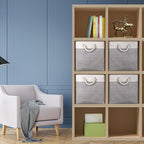 Univivi Foldable Storage Basket Fabric 13 inch Cube Storage Bins with Hard Bottom &Sturdy Handles Storage Cube for Shelf Clos