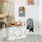 LANGYASHAN Rectangular Storage Bin Collapse Canvas Fabric Cartoon Storage Basket with Handles for Organizing Home Kitchen Boy