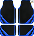 CAR PASS Faux Leather Car Mats Blue Edge Waterproof Car Floor Mats Car Carpet Mats 4 Pieces with Double Stitch Line Anti-Slip