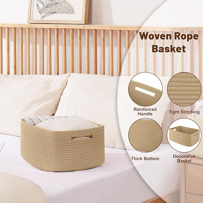 OIAHOMY Storage Basket for Shelves, Closet Cube Storage Bins Baskets for Clothes Blanket Towels, Baby Nursery, Toy Baskets Bo