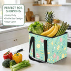 Easter Eggs Reusable Grocery Bags Large Shopping Tote Bag with Reinforced Bottom Board, Water Resistant Foldable Storage Bags