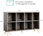 Flrrtenv 8-Cube Bookshelf 2 Tier Retro Bookcase with Legs, 11in Shelf Opening, 47" Wood Bookshelves Storage Organizer Shelf, 