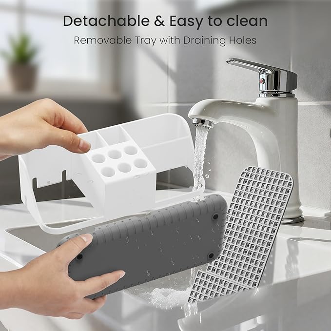Boperzi Electric Toothbrush Holders with Cord Slots: Detachable Toothbrush and Toothpaste Holders, Large Tooth Brush Storage 