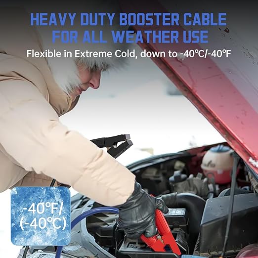 Heavy Duty Jumper Cables, 0 Gauge 30 Feet 1000AMP, Automotive Booster Cables for 12V & 24V Cars, Jump Starter for Dead or Weak Batteries, Suitable for 8L Gas & 6L Diesel, Includes Carry Bag