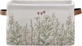 xigua Vintage Colorful Herbs Wild Flowers Floral Storage Basket Collapsible Toy Storage Bins Waterproof Canvas Storage Basket
