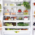 iDesign Crisp 7-Piece Recycled Plastic Refrigerator Organizer Bin Set with Lids, Clear/Gray