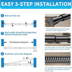 AIZESI Tension Curtain Rod for Windows 26.5 to 36 inch, Adjustable Expandable Pressure Spring Curtain Rod No Drilling, Black 