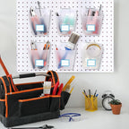 Namalu 12 Pack Pegboard Storage Bins with Labels and Hooks Bulk Peg Board Organizer Accessories Hanging Cup Organizer Pegboar